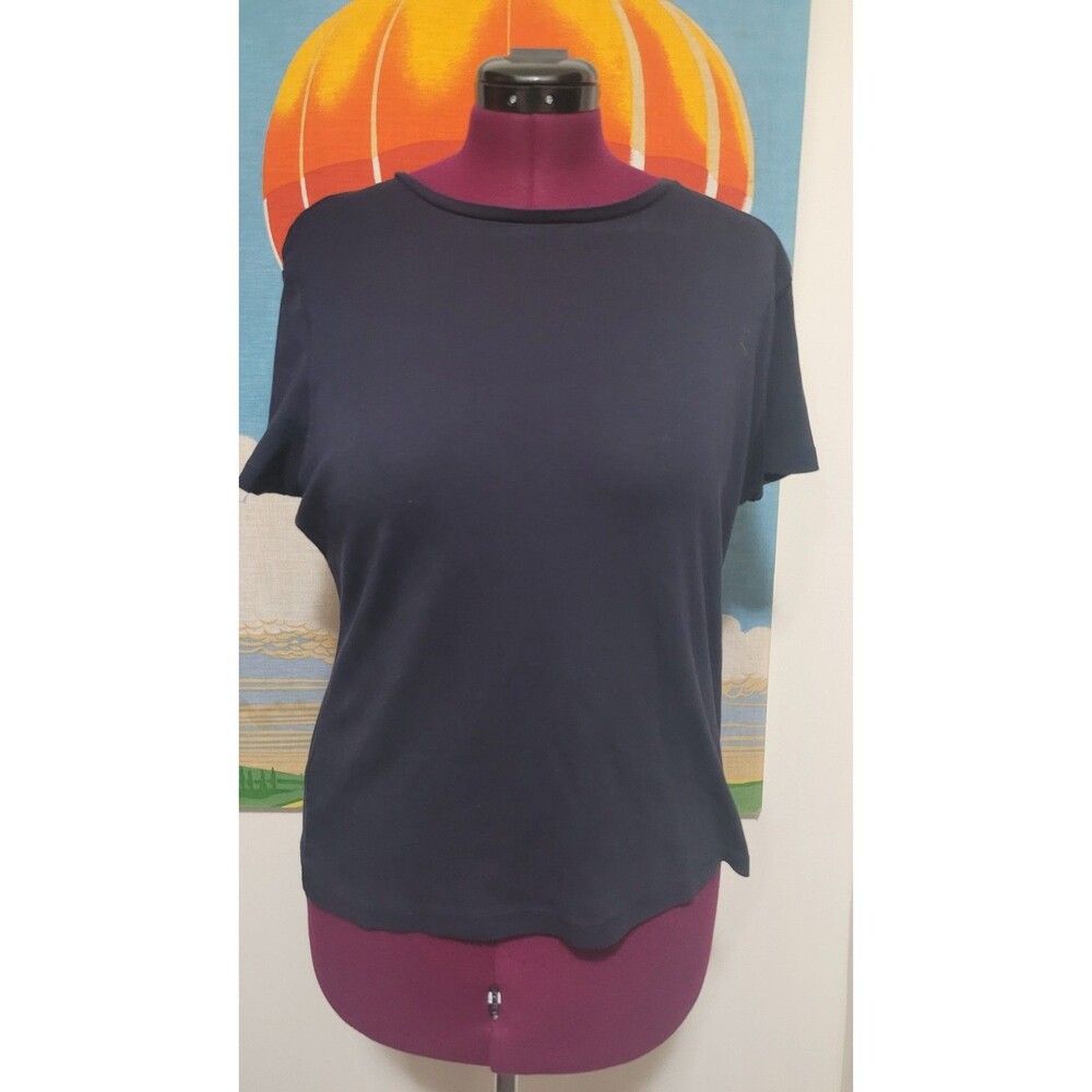 Talbots Tee Women's Black 100%  Pima Cotton Shirt Size XL Minimalist